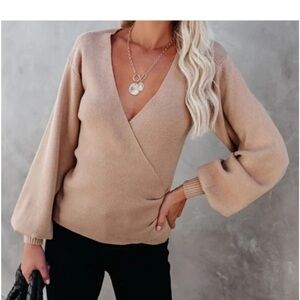 Vici rubbed  V-Neck wrap Sweater